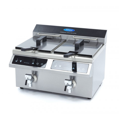 MAXIMA 2x8 Liter Induktions-Fritteuse mit Fettablasshahn DEMO