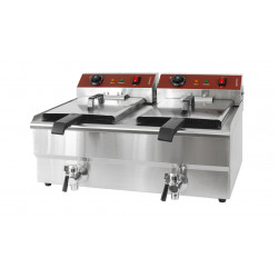 GAMMO elektrische Doppel Friteuse mit Fettablasshahn 10+10 Liter